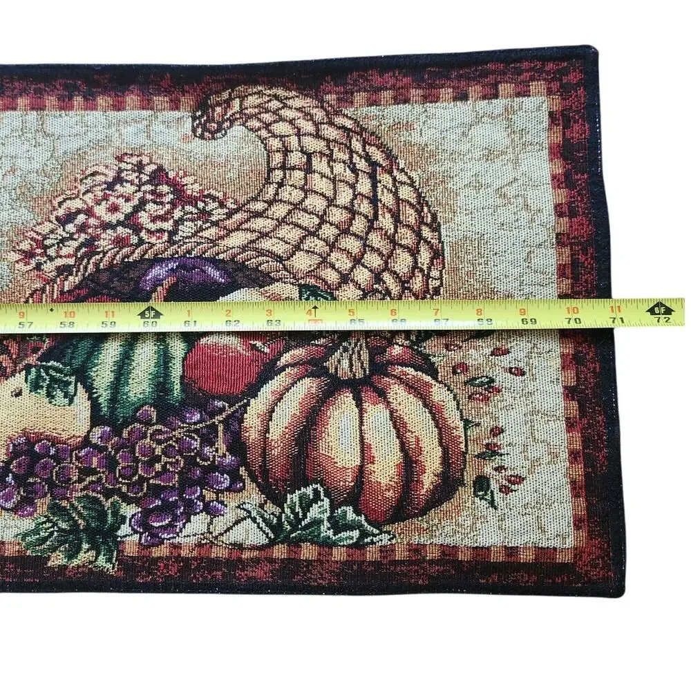 Fall Table Runner Tapestry Pumpkins Cornucopia Autumn Harvest Thanksgiving 71x13